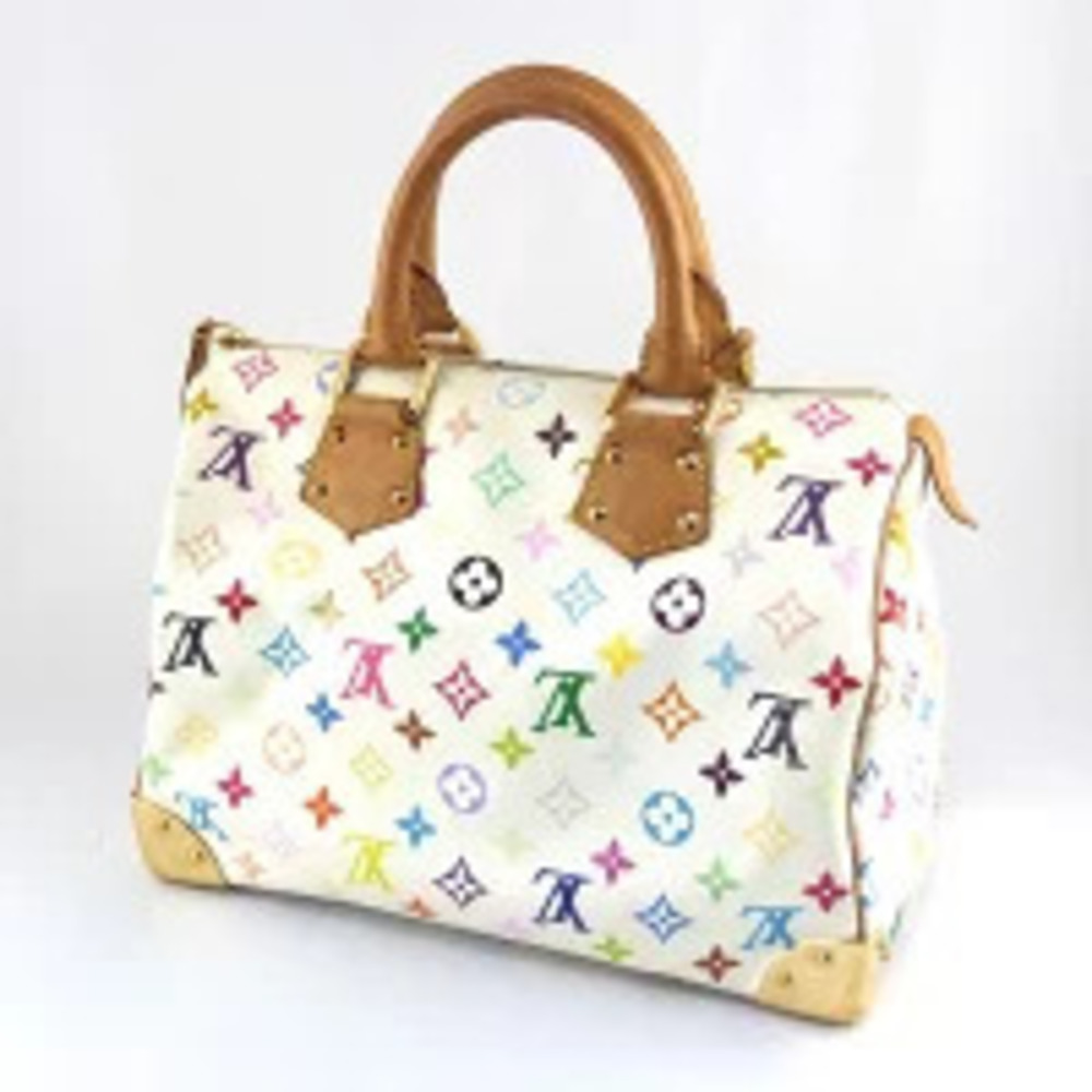 Louis Vuitton White Blanc Handbag Monogram Bag Speedy Boston Multicolor White